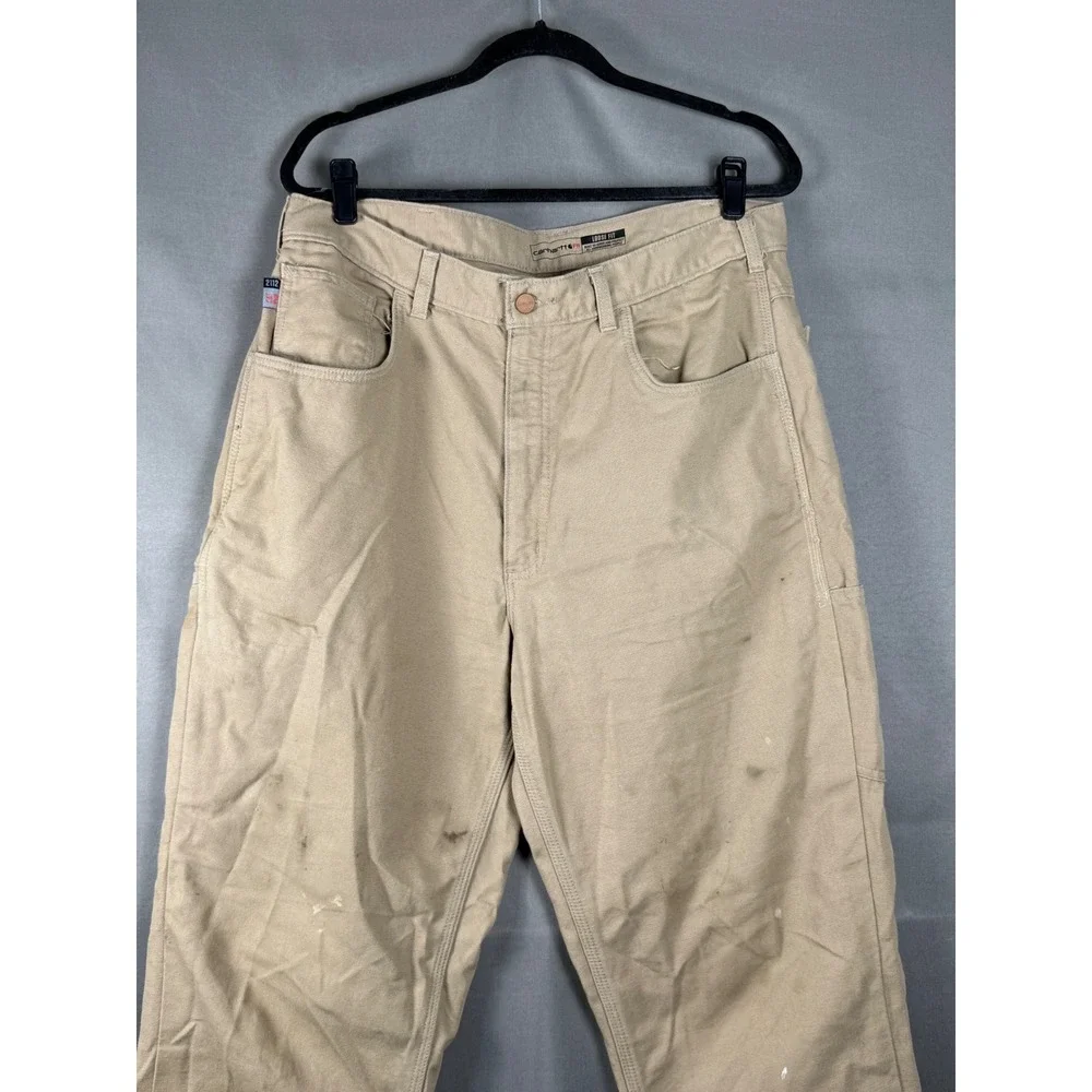 Carhartt FR Flame Resistant Pants Mens 36x36Tan Loose Fit Canvas Work Trousers